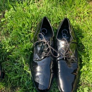 Calvin Klein Men's Glossy Black Oxfords